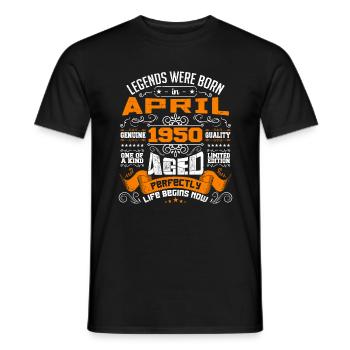 Legends Were Born In April 1950 | vintage - T-shirt homme - noir - Devant - AI Model Male 178 light (178cm)
