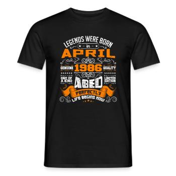 Legends Were Born In April 1986 | vintage - T-shirt homme - noir - Devant - AI Model Male 178 light (178cm)