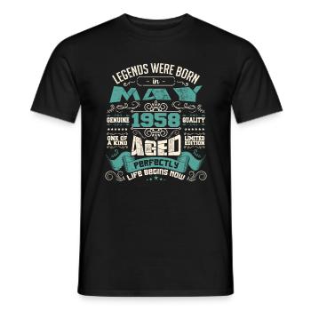 Legends were born in May 1958 | Limited Edition - T-shirt homme - noir - Devant - AI Model Male 178 light (178cm)