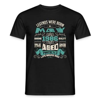 Legends were born in May 1986 | Limited Edition - T-shirt homme - noir - Devant - AI Model Male 178 light (178cm)