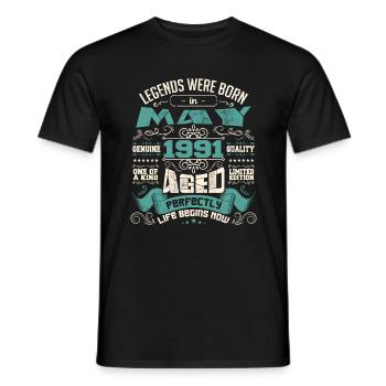 Legends were born in May 1991 | Limited Edition - T-shirt homme - noir - Devant - AI Model Male 178 light (178cm)