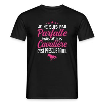Pas Parfaite mais Cavalière | Humour Femme - T-shirt homme - noir - Devant - AI Model Male 178 light (178cm)