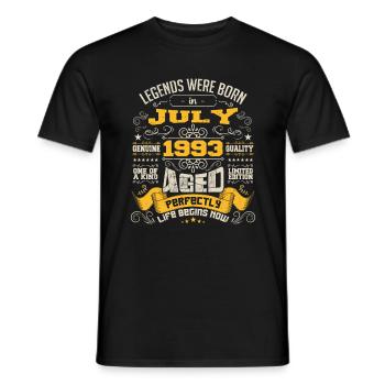 Legends were born in July 1993 | Aged Perfectly - T-shirt homme - noir - Devant - AI Model Male 178 light (178cm)