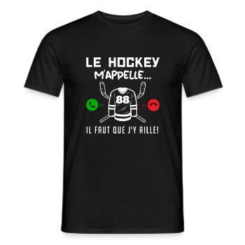 le hockey m'appelle il faut que j'y aille ! cadeau - T-shirt homme - noir - Devant - AI Model Male 178 light (178cm)