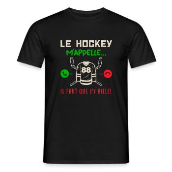 le hockey m'appelle il faut que j'y aille ! cadeau - T-shirt homme - noir - Devant - AI Model Male 178 light (178cm)
