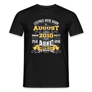 Legends were born in August 2010 | Aged Perfectly - Men's T-Shirt - black - Front - AI Model Male 178 light (178cm)