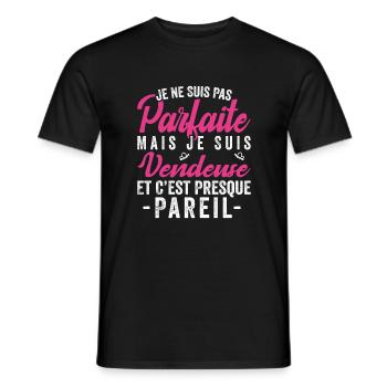 Je Ne Suis Pas Parfaite Mais Je Suis vendeuse - T-shirt homme - noir - Devant - AI Model Male 178 light (178cm)