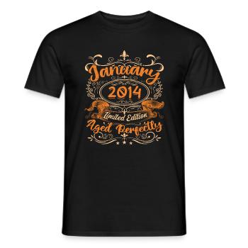 Januar 2014 | Perfekt gealtert | Limitierte Auflage - Männer T-Shirt - Schwarz - Vorne - AI Model Male 178 light (178cm)