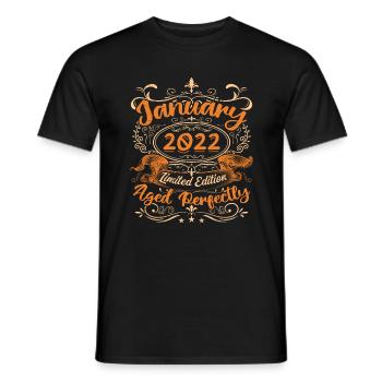 January 2022 | Aged Perfectly | Limited Edition - Men's T-Shirt - black - Front - AI Model Male 178 light (178cm)