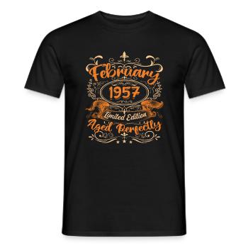 Februar 1957 | Perfekt gealtert - Männer T-Shirt - Schwarz - Vorne - AI Model Male 178 light (178cm)