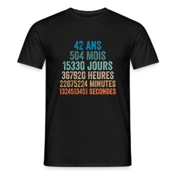 42 Ans Anniversaire - cadeau d'anniversaire - T-shirt homme - noir - Devant - AI Model Male 178 light (178cm)