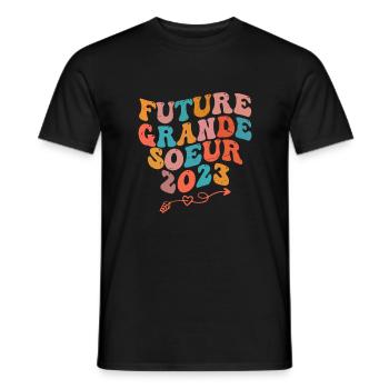 Future Big Sister 2023 Gift Pregnancy Announcement - Men's T-Shirt - black - Front - AI Model Male 178 light (178cm)