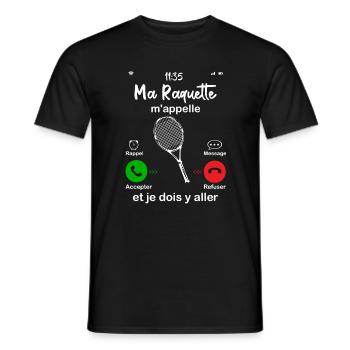 Ma Raquette M'appelle Et Je Dois Y Aller - T-shirt homme - noir - Devant - AI Model Male 178 light (178cm)