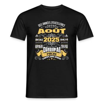 Les légendes sont nées en Août 2025 | vintage - T-shirt homme - noir - Devant - AI Model Male 178 light (178cm)