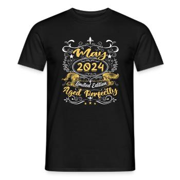 May 2024 - Vintage Birthday Gift - 2024 - Men's T-Shirt - black - Front - AI Model Male 178 light (178cm)