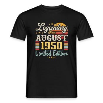 Les légendes sont nées en août 1950 anniversaire - T-shirt homme - noir - Devant - AI Model Male 178 light (178cm)