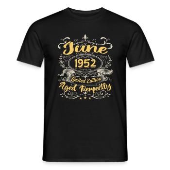 June 1952 | Vintage Gift 1952 - Men's T-Shirt - black - Front - AI Model Male 178 light (178cm)