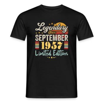 Caption September 1957 Anniversary Gift 1957 - Men's T-Shirt - black - Front - AI Model Male 178 light (178cm)