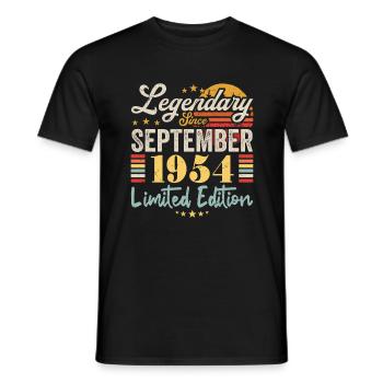 Bildunterschrift September 1954 Jubiläumsgeschenk 1954 - Männer T-Shirt - Schwarz - Vorne - AI Model Male 178 light (178cm)