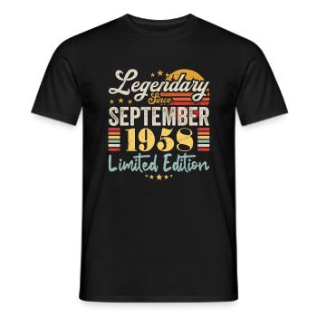 Bildunterschrift September 1958 Geburtstagsgeschenk 1958 - Männer T-Shirt - Schwarz - Vorne - AI Model Male 178 light (178cm)