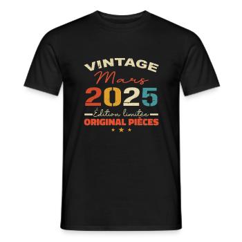 Mars 2025 anniversaire 2025 légendes Mars - T-shirt homme - noir - Devant - AI Model Male 178 light (178cm)