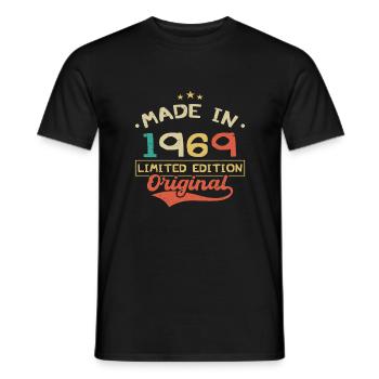 Baujahr 1969 | Limitierte Edition 1969 | Original - Männer T-Shirt - Schwarz - Vorne - AI Model Male 178 light (178cm)