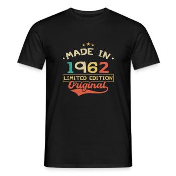 Baujahr 1962 | Limitierte Auflage 1962 | Original - Männer T-Shirt - Schwarz - Vorne - AI Model Male 178 light (178cm)