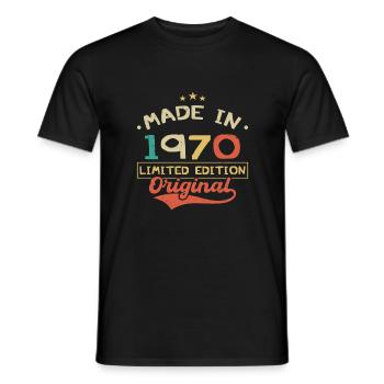 Made in 1970 | Limited Edition 1970 | Original - T-shirt homme - noir - Devant - AI Model Male 178 light (178cm)