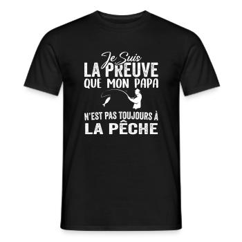 Preuve que mon papa pas toujours à la pêche - T-shirt homme - noir - Devant - AI Model Male 178 light (178cm)