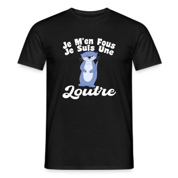 Je M'en Fous Je Suis Une Loutre - T-shirt homme - noir - Devant - AI Model Male 178 light (178cm)