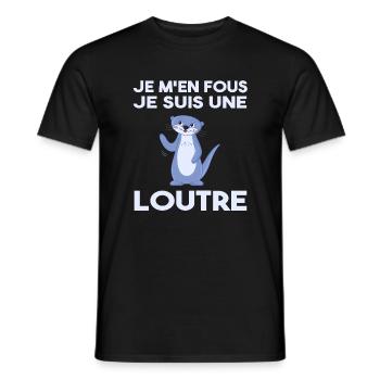 Je M'en Fous Je Suis Une Loutre - T-shirt homme - noir - Devant - AI Model Male 178 light (178cm)