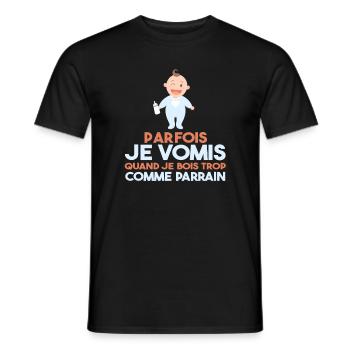 Cadeau humour bébé enfant Biberon Parrain et fille - T-shirt homme - noir - Devant - AI Model Male 178 light (178cm)