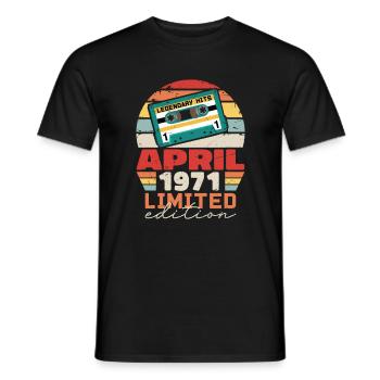 April 1971 Vintage Anniversary Retro Gift, 1971 - Men's T-Shirt - black - Front - AI Model Male 178 light (178cm)