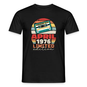Avril 1976 Vintage Anniversaire Rétro Cadeau, 1976 - T-shirt homme - noir - Devant - AI Model Male 178 light (178cm)