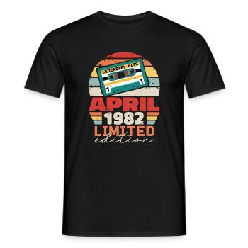 April 1982 Vintage Jubiläum Retro Geschenk, 1982 - Männer T-Shirt - Schwarz - Vorne - AI Model Male 178 light (178cm)