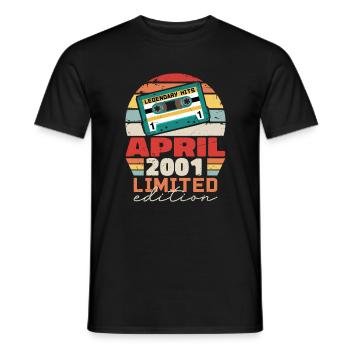 Avril 2001 Vintage Anniversaire Rétro Cadeau, 2001 - T-shirt homme - noir - Devant - AI Model Male 178 light (178cm)