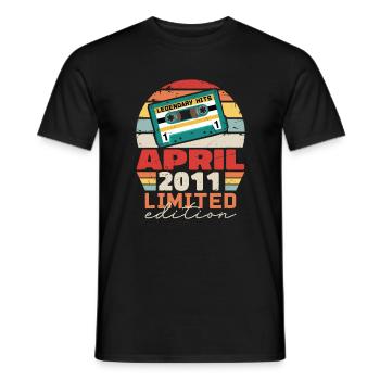 April 2011 Vintage Anniversary Retro Gift, 2011 - Men's T-Shirt - black - Front - AI Model Male 178 light (178cm)