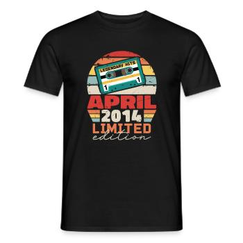 April 2014 Vintage Anniversary Retro Gift, 2014 - Men's T-Shirt - black - Front - AI Model Male 178 light (178cm)
