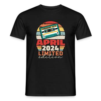 Avril 2024 Vintage Anniversaire Rétro Cadeau, 2024 - T-shirt homme - noir - Devant - AI Model Male 178 light (178cm)
