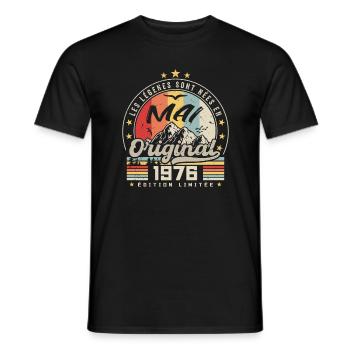 Légendes Mai 1976 Cadeau D'anniversaire Mai 1976 - T-shirt homme - noir - Devant - AI Model Male 178 light (178cm)