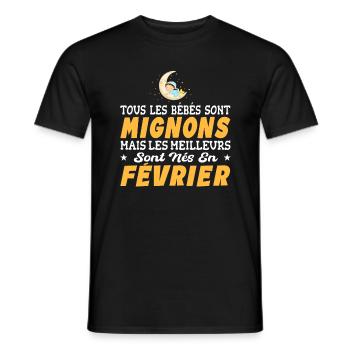 Naissance Cadeau Baby Bébé né en Février Fille Gar - T-shirt homme - noir - Devant - AI Model Male 178 light (178cm)