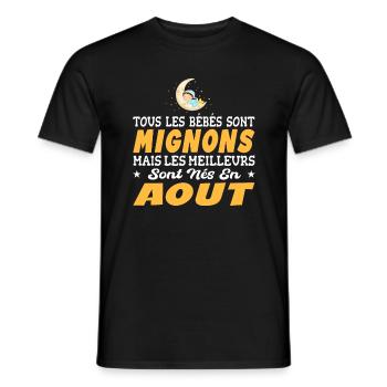 Naissance Cadeau Baby Bébé né en Aout Fille Garçon - T-shirt homme - noir - Devant - AI Model Male 178 light (178cm)