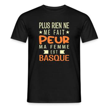 Plus Rien ne me fait peur ma femme est Basque - T-shirt homme - noir - Devant - AI Model Male 178 light (178cm)