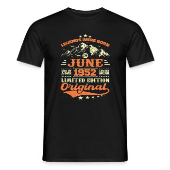 Juin 1952 Anniversaire Né en 1952 Juin Cadeau - T-shirt homme - noir - Devant - AI Model Male 178 light (178cm)