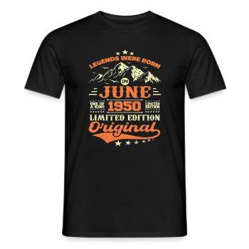 Juin 1950 Anniversaire Né en 1950 Juin Cadeau - T-shirt homme - noir - Devant - AI Model Male 178 light (178cm)