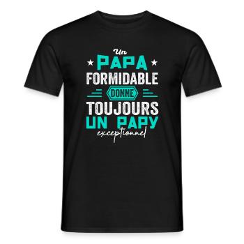 Papa Formidable Papy Exceptionnel Cadeau Papa Papy - T-shirt homme - noir - Devant - AI Model Male 178 light (178cm)