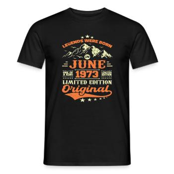 Juin 1973 Anniversaire Né en 1973 Juin Cadeau - T-shirt homme - noir - Devant - AI Model Male 178 light (178cm)