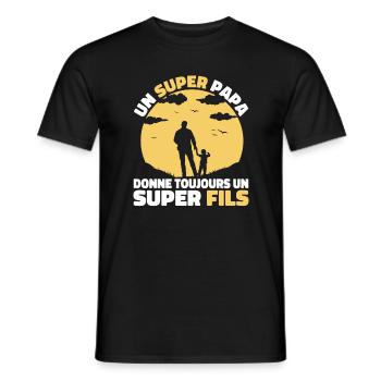 Super Papa Super Fils Cadeau Pere Fête des Pères - T-shirt homme - noir - Devant - AI Model Male 178 light (178cm)