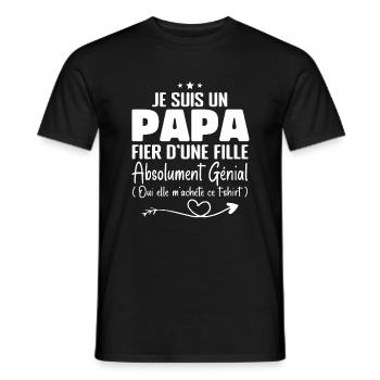 Je Suis Un Papa Fier D'une Fille - Père et Fils - T-shirt homme - noir - Devant - AI Model Male 178 light (178cm)
