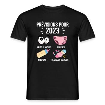 Prévisions pour 2023 Humour Futur Papa pour 2023 - T-shirt homme - noir - Devant - AI Model Male 178 light (178cm)